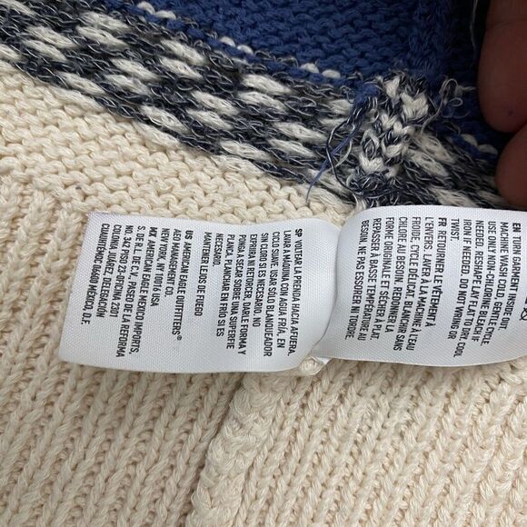 American Eagle Shawl Collar Stripe Southwest Tribal Knit Belt Cardigan Sz Small - Picture 12 of 15